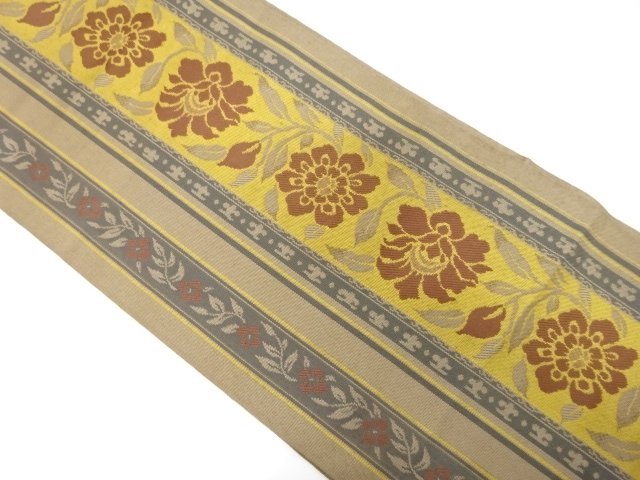 JAPANESE KIMONO / ANTIQUE FUKURO OBI / SILK / WOVEN FLORAL SARASA